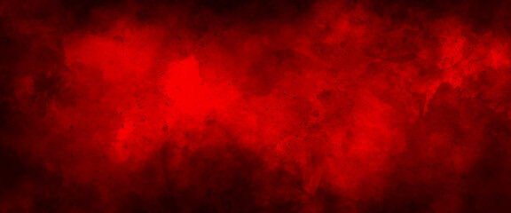 Red watercolor ombre leaks and splashes texture on red watercolor paper background, watercolor dark red black nebula universe. watercolor hand drawn illustration. red watercolor ombre leaks.	
