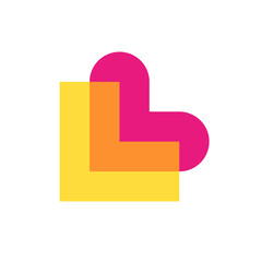 Letter L heart love overlapping color logo design