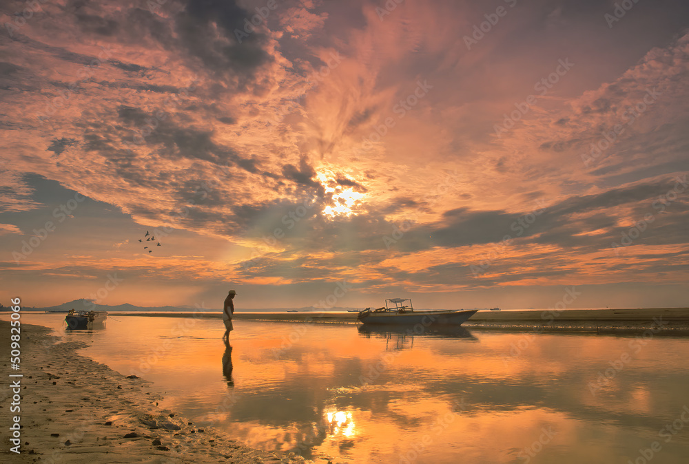 Wall mural The silence of Pagatan beach, South Borneo, Indonesia