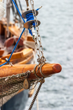 Bowsprit on the prow on a sailing boat