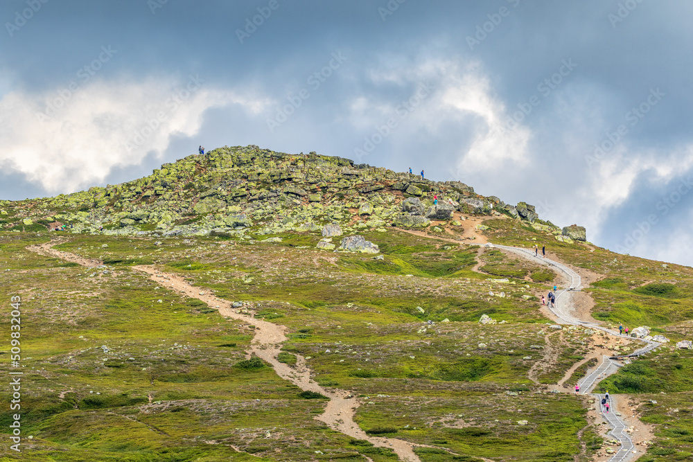 Wall mural nipfjallet with hiking path on the mountain