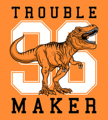 Dino collegiate varsity print, vector illustration © Rob Graphix