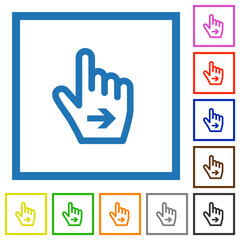 Hand cursor right outline flat framed icons