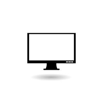 Desktop computer logo with shadow