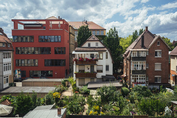 houses in the city, different type of houses, houses in the old town, modern houses in the old city, munich city in germany, houses in munich, munich landmarks, three houses in the town,