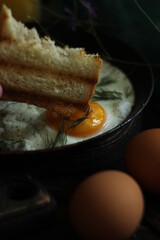 Breakfast scrambled eggs and toast