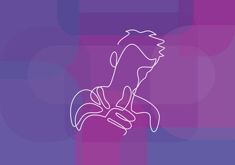 Young man showing thumb up-continuous line drawing 