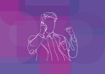 Sketch of businessman in talking on the phone. Hand drawn vector illustration.