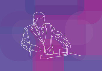 man's hand putting his vote in the ballot box- continuous line drawing