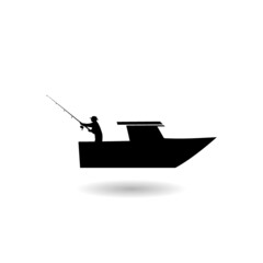 Fishing boat logo with shadow