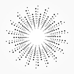 Concentric abstract spiral dots background. Dotted monochrome halftone background. Halftone design element for various purposes.