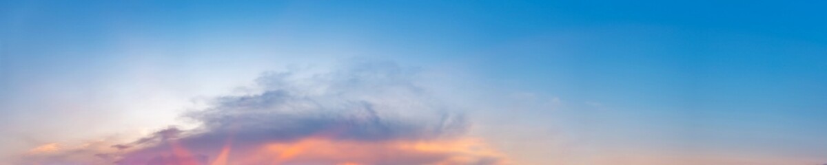 Dramatic panorama sky with cloud on sunrise and sunset time. Panoramic image.