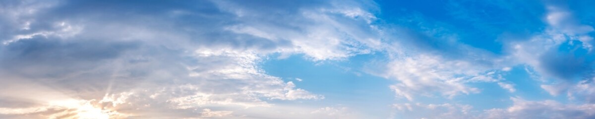 Naklejka na ściany i meble Panorama sky with cloud on a sunny day. Beautiful cirrus cloud..