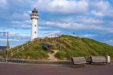 View of the landmark of Egmond aan Zee/Netherlands, the old lighthouse