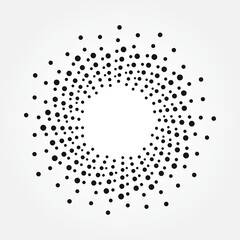 Abstract background with dots. Round logo. Halftone swirl object. Halftone dots circle texture. Abstract circle pattern. Vector art illustration. Halftone design element.	