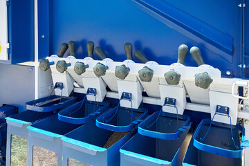 Closeup of an industrial plant for sorting wheat or barley grains.