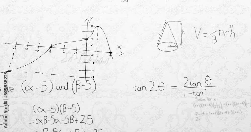 Aufkleber digital animation of mathematical equations and formulas floating against white background