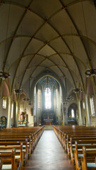 Innenansicht der katholischen Kirche St. Wendelin in Reilingen (Rhein-Neckar-Kreis,...