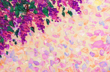 Obraz na płótnie Canvas Oil painting Lilac bush in spring