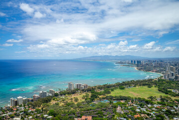 Fototapeta na wymiar Aerial view of honolulu in Oahu, Hawaii, US