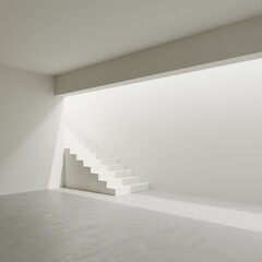 Empty wall mockup in bright minimalist living room architectural space interior 3d rendering
