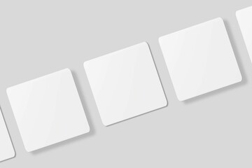 Blank square business card for mockup. 3D Render.