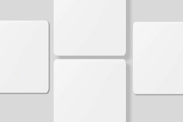 Blank square business card for mockup. 3D Render.