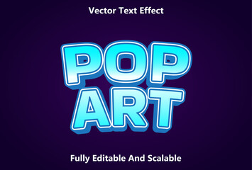 pop art text effect with blue color editable.