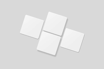 Blank square business card for mockup. 3D Render.