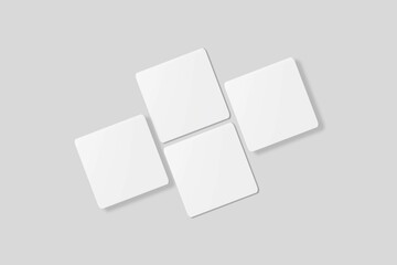Blank square business card for mockup. 3D Render.
