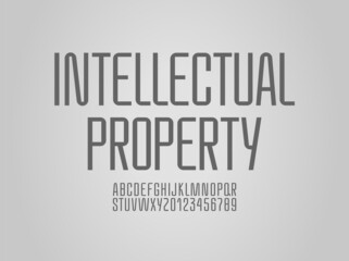 Fototapeta premium Condensed font, narrow alphabet, modern letters and numbers