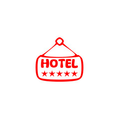 Hotel Five Star. 5 stars quality rating icon hand drawn