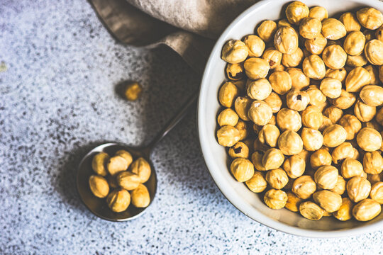Close-up of a bowl of hazelnuts