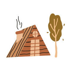 vector wooden cabin on isolated background - vacation home