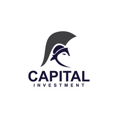 Obraz premium Spartan head helmet logo for capital investment company