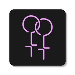 Lesbian couple line icon. Pink gender signs on black background. Best for mobile apps, social media, highlights and web design.