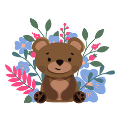 teddy bear with flowers
