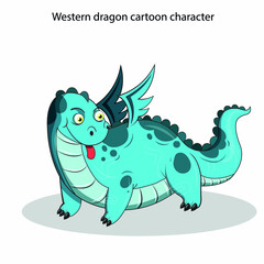 Western dragon icons funny cartoon character sketch