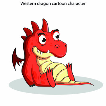 Western dragon icons funny cartoon character sketch
