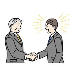 握手をする男性ビジネスパーソンのイラスト