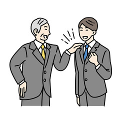 褒められる男性ビジネスパーソンのイラスト