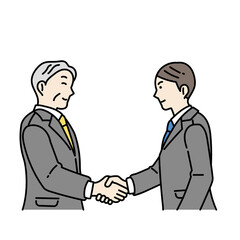 握手をする男性ビジネスパーソンのイラスト