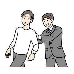 背中を押す男性ビジネスパーソンのイラスト