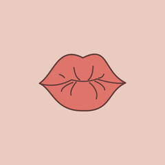 Sexy Lips icon in retro style. Isolated vector Kiss for stickers, posters and cards design.