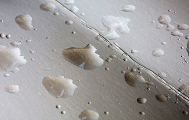 water drops on the metal surface 
