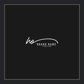 luxury initial HO logo design signature monogram handwriting vector graphic premium illustration
