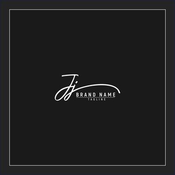 luxury initial JJ logo design signature monogram handwriting vector graphic premium illustration