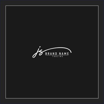 luxury initial JS logo design signature monogram handwriting vector graphic premium illustration