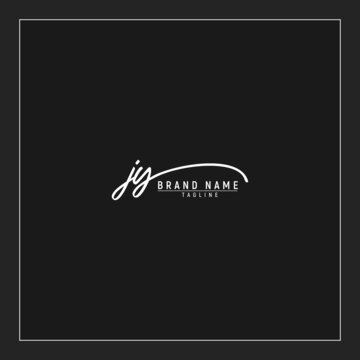 luxury initial JY logo design signature monogram handwriting vector graphic premium illustration