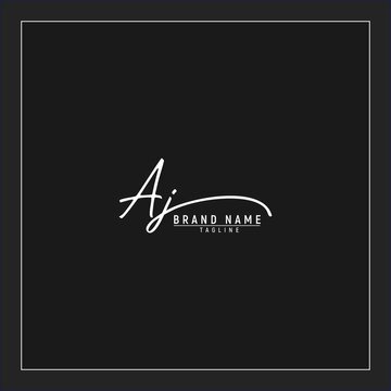 luxury initial AJ logo design signature monogram handwriting vector graphic premium illustration